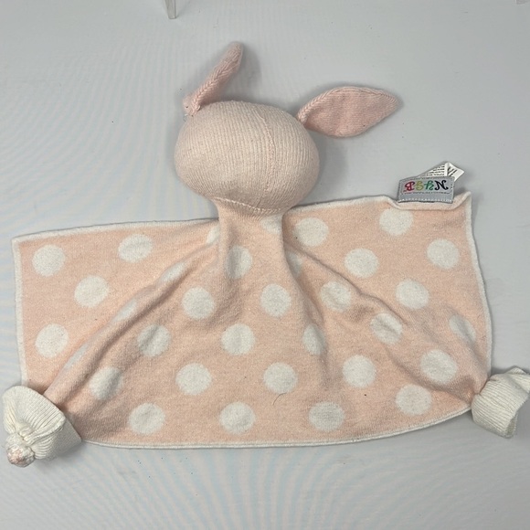 NYGB Pink Bunny Lovey Security Blanket Rattle Knit - Picture 5 of 9